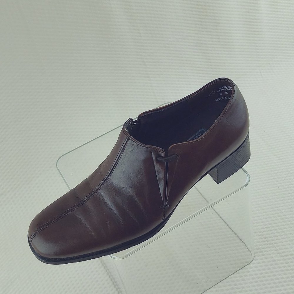 Munro Brown Leather Office Work Slip-on Ankle Boot Bootie 6M